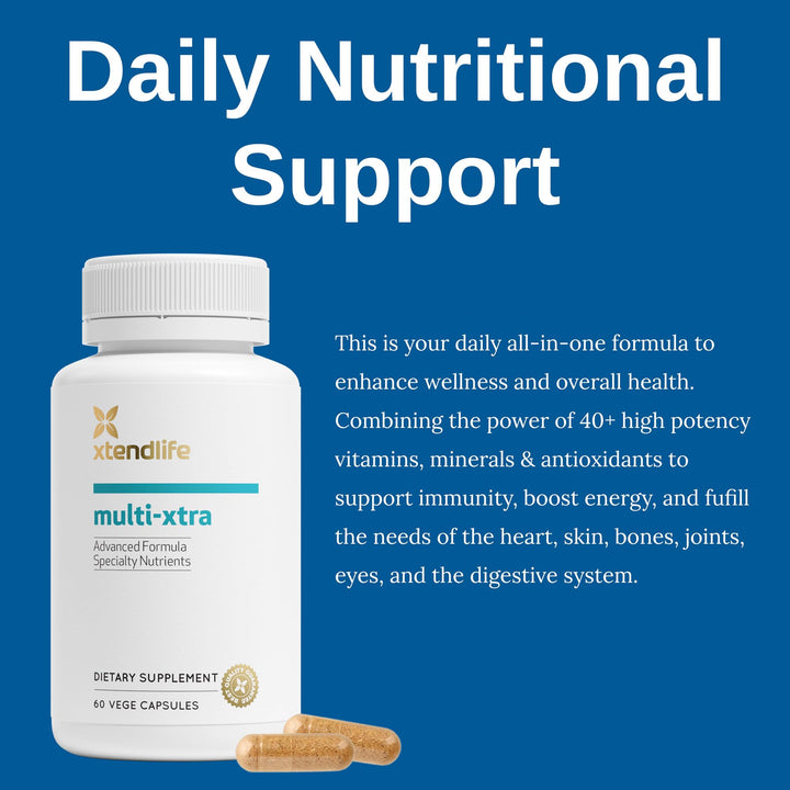 Xtendlife Multi-Xtra Advanced Multivitamin & Mineral Supplement with Over 40 Bioavailable Ingredients - Vitamins, Minerals & Herbs for Immune, Heart, Energy - for Men, Women, Children - 30 Day Supply