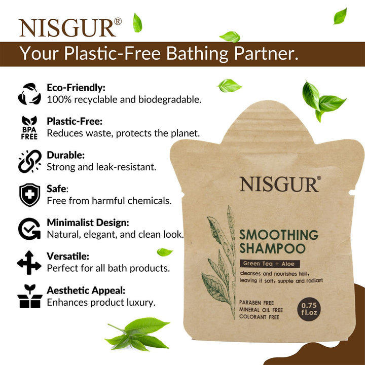 NISGUR Hotel Shampoo Bulk 0.75 oz Pack of 100 Travel Shampoo Kraft Paper Pouch