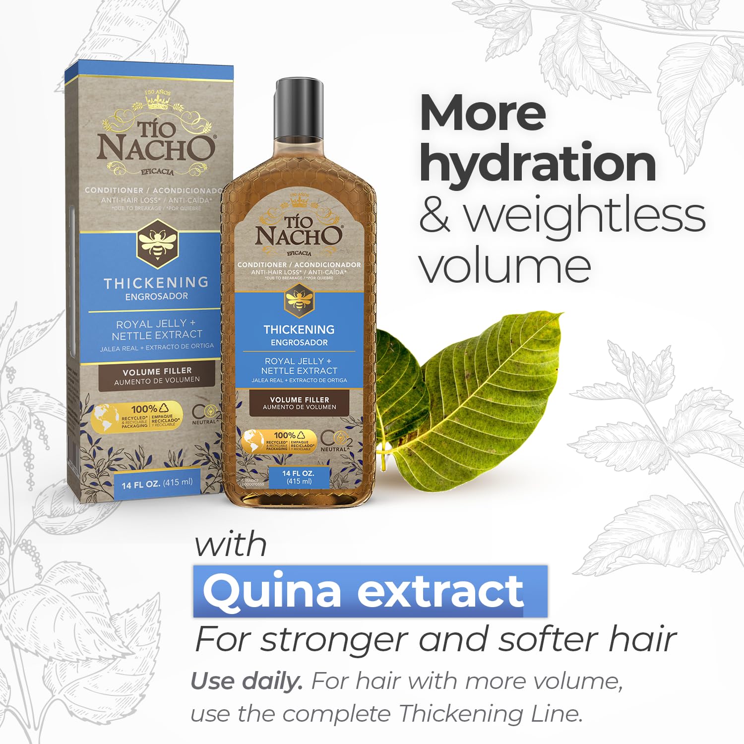 Tio Nacho Thickening Hair Care Bundle - Shampoo, Conditioner, and Treatment, Strengthening System for Fine Hair