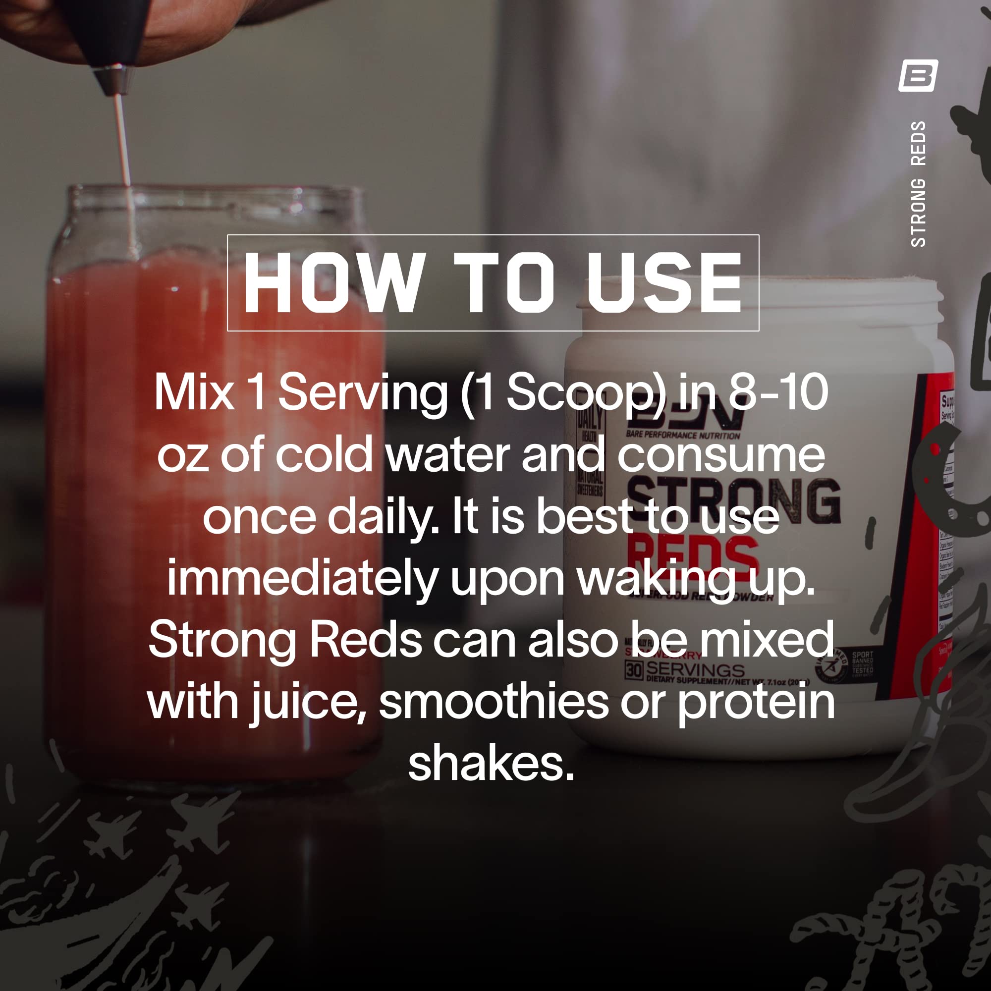 BARE PERFORMANCE NUTRITION, BPN Strong Reds Superfood Powder, Digestive Enzymes, Antioxidants, Improved Natural Energy, 30 Servings, Strawberry