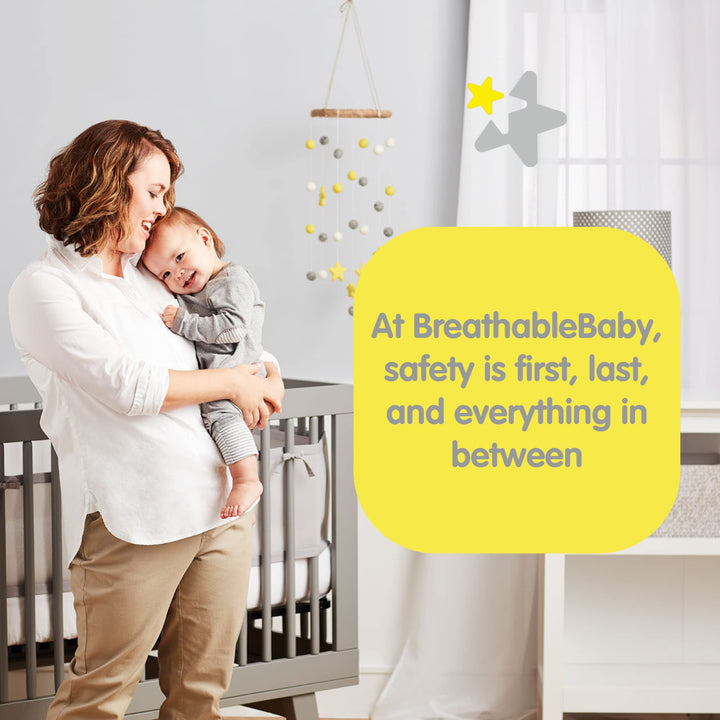 BreathableBaby Breathable Mesh Liner for Full-Size Cribs, Deluxe 4mm Mesh, Natural Linen (Size 4FS Covers 3 or 4 Sides)