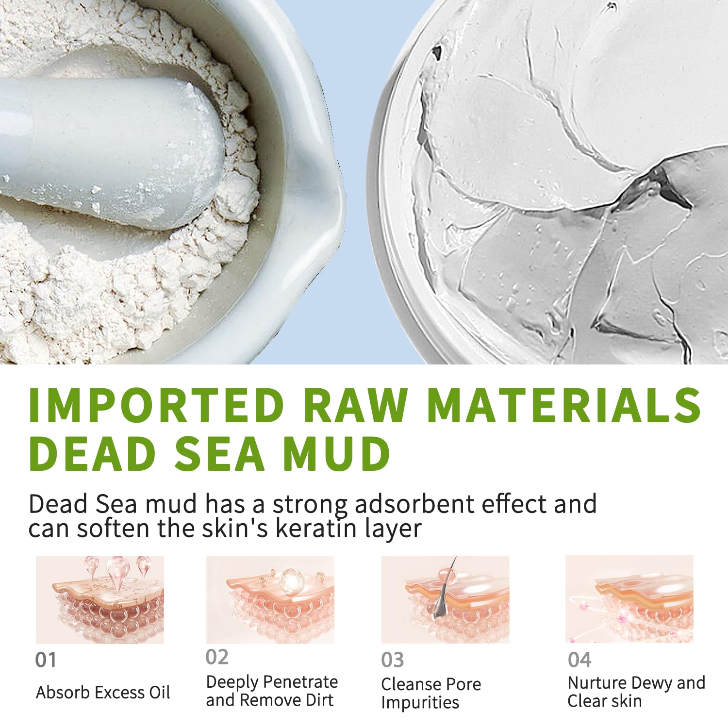 Hicream Bentonite Clay Mask, Valentines Gifts for Women Her, Deep Cleansing Facial Mask, Clay Face Mask Skin Care with Kaolin Clay and Aloe for Dull Skins Hydrating (white)