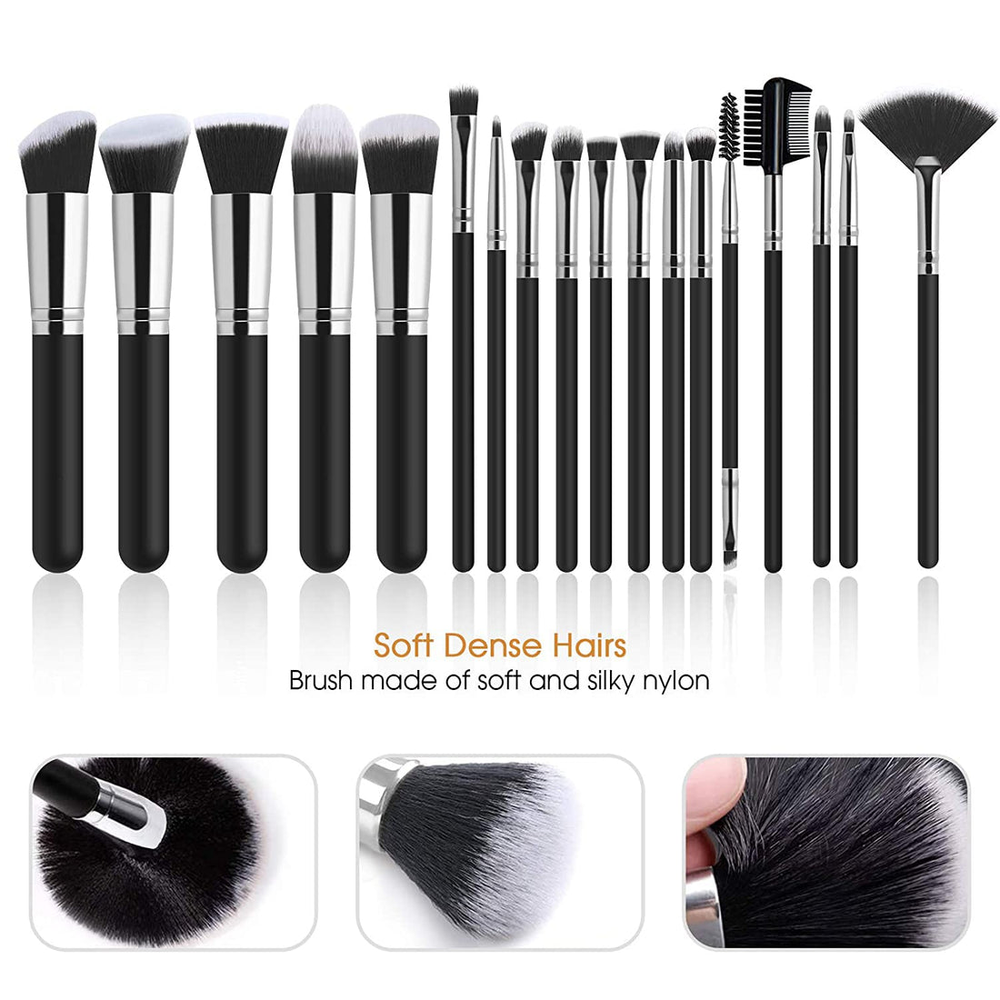 JAYWAYNE Makeup Brushes Set 18Pcs Premium Synthetic Foundation Brush for Liquid Makeup Brush Professional Make Up Brush Set Black