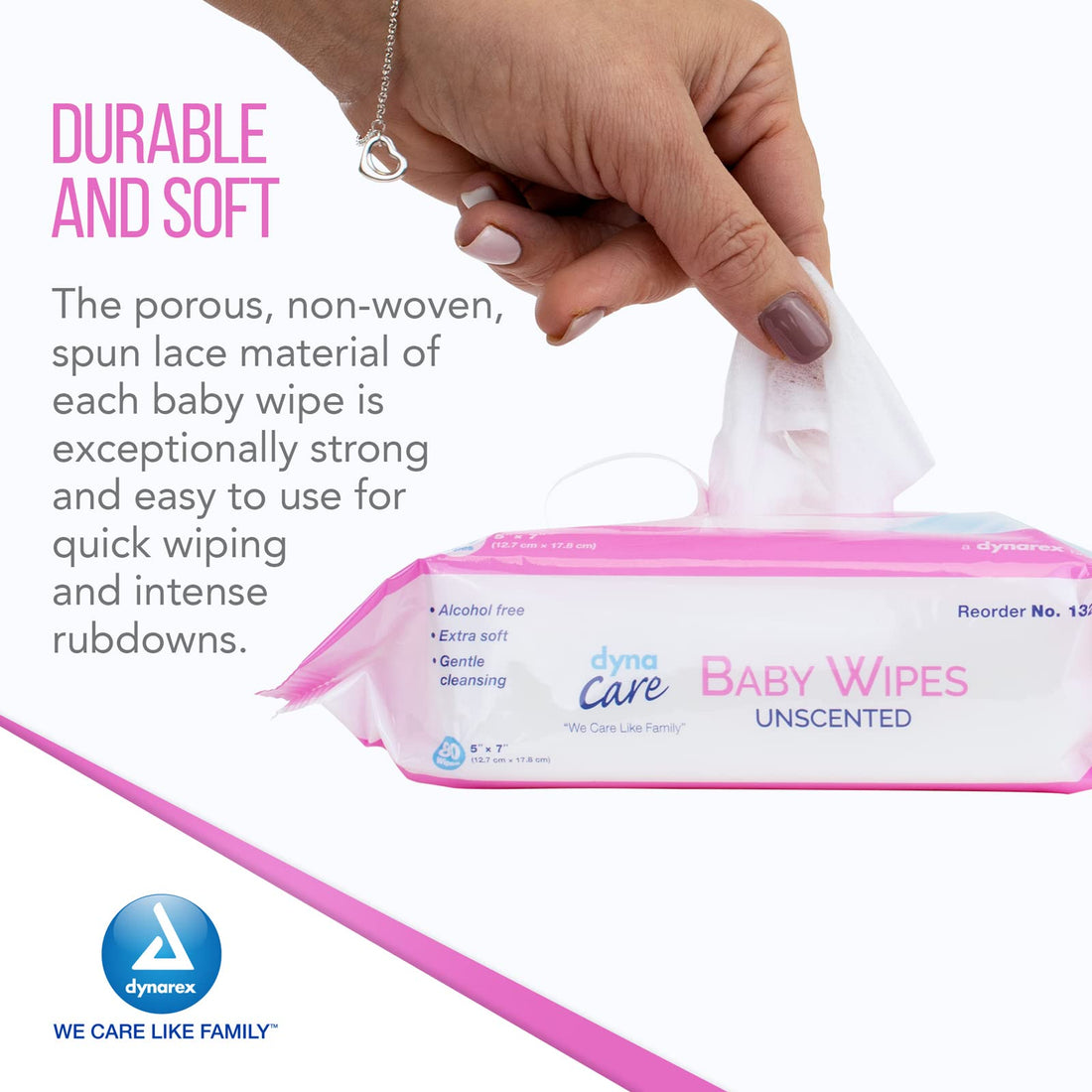 Dynarex Baby Wipes - Non-Alcohol Wipes for Babies with Lanolin & Aloe to Moisturize Skin - Resealable Soft Pack - Unscented - 5x7, 80 Wet Wipes per Pack, 24 per Case