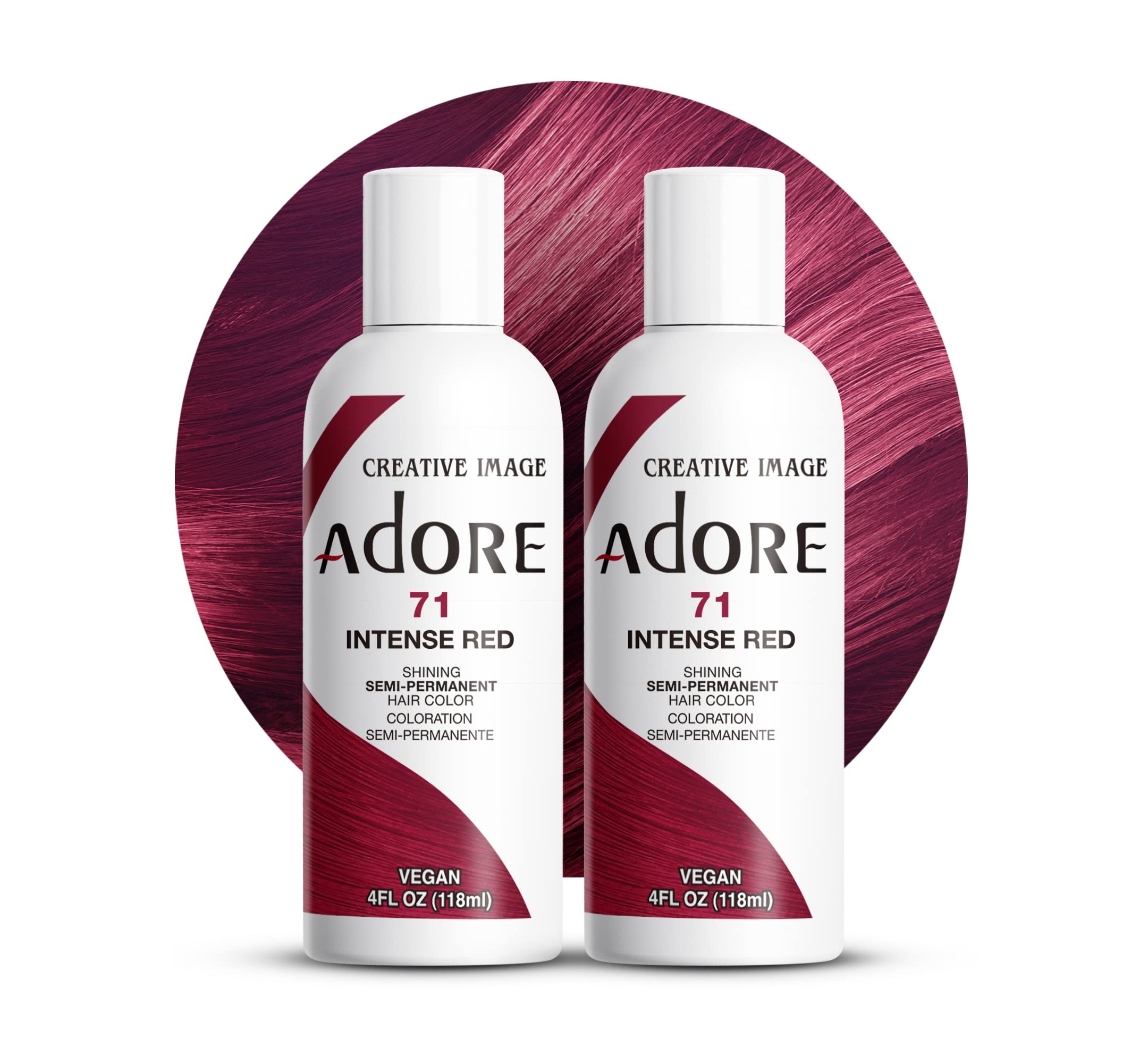 Adore Semi-Permanent Haircolor #071 Intense Red 4 Ounce (118ml) (2 Pack)