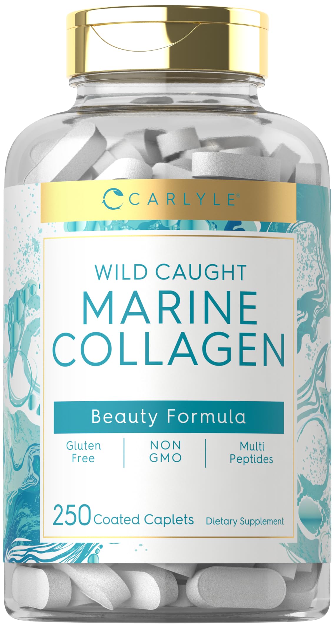 Carlyle Marine Collagen Pills | 250 Caplets | Wild Caught Collagen Peptides | Non-GMO, Gluten Free