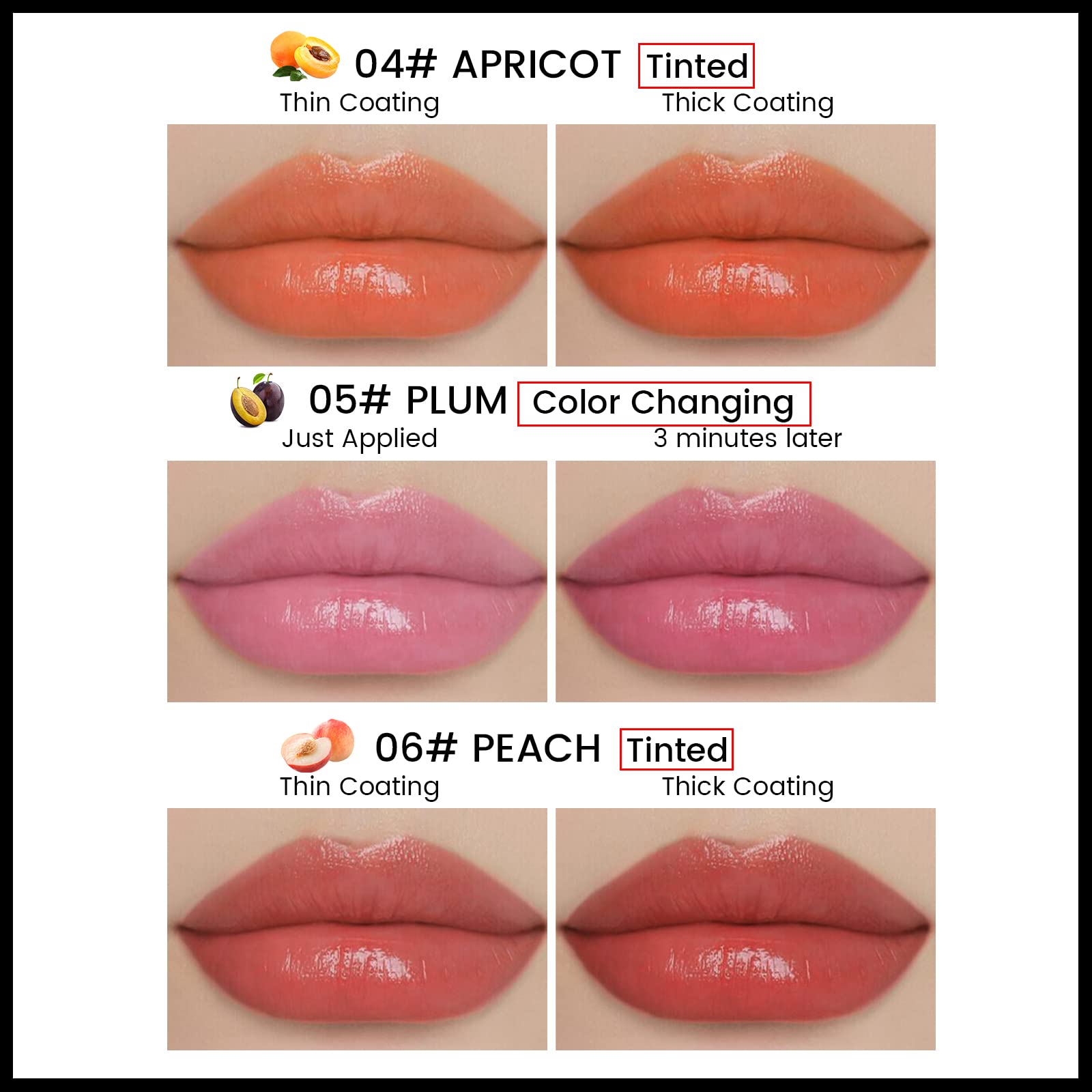 FREEORR Tinted Lip Balm, Tinted Chapstick 2 in 1 Moisturizing Lip Balm and Buildable Lipstick, Instant Hydration Chapped Lips and Pale Lips, Keep Lips Hydrated Lip Moisturizer, 0.16Oz, Pack of 6