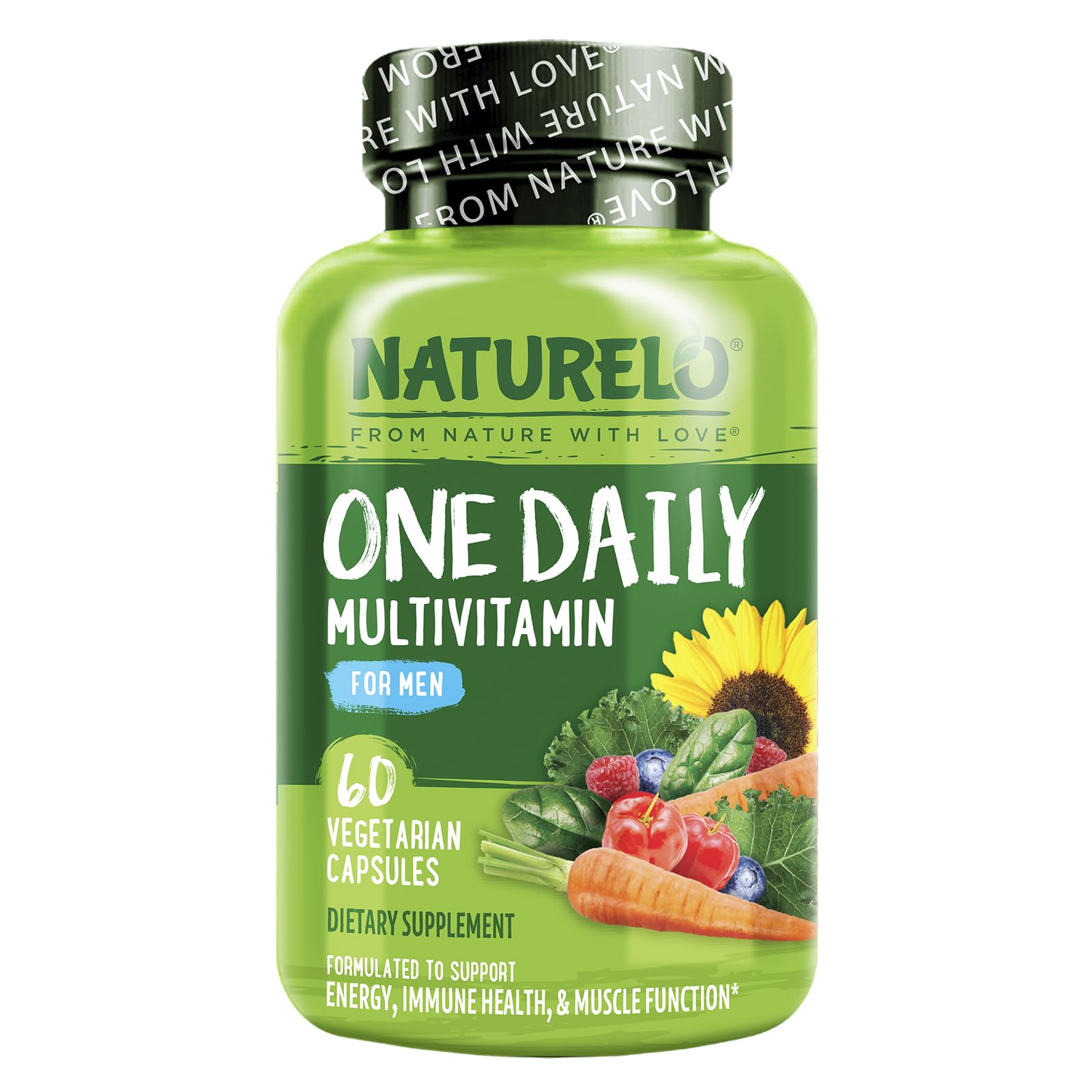 NATURELO One Daily Multivitamin for Men - with Vitamins & Minerals + Organic Whole Foods - Supplement to Boost Energy, General Health - Non-GMO - 60 Capsules - 2 Month Supply
