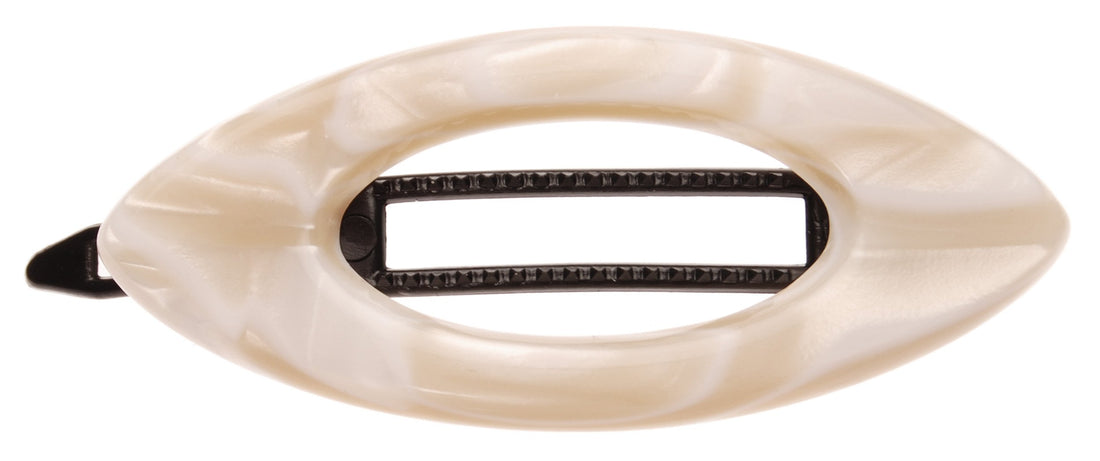 France Luxe Mini Cutout Oval on Plastic Tige Boule Barrette - Alba