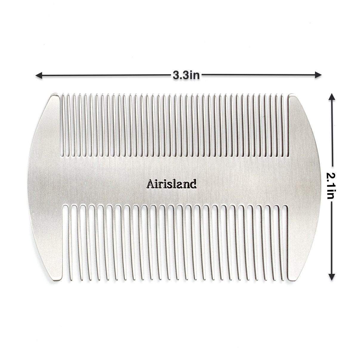 Airisland Dual Action Stainless Steel EDC Credit Card Size Comb Wallet Comb Pocket Comb Anti-Static Hair Comb Beard Mustache Comb for Man