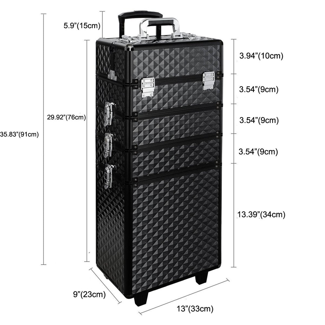 WarmieHomy Makeup Train Case Diamond Black