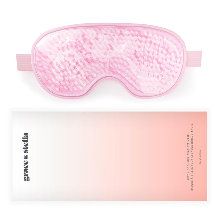 Grace & Stella Hot & Cold Gel Bead Eye Mask | Cooling Eye Mask | Reusable, Microwavable & Freezable Eye Compress Gel Mask with Adjustable Strap | For Sleeping, Relaxation, Congestion & Headache Relief