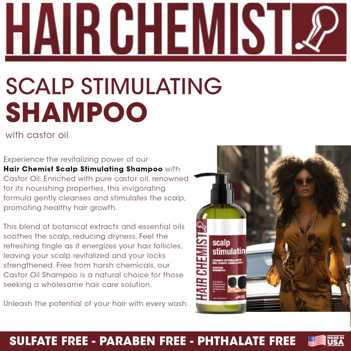 Hair Chemist Scalp Stimulating Castor Oil Shampoo 33.8 oz. - Castor Oil Hair Shampoo