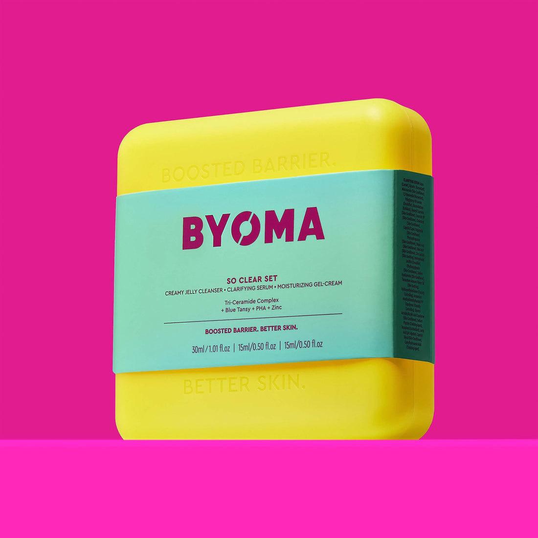 BYOMA So Clear Set - Barrier Repair Skincare Set for Acne Prone Skin - Creamy Jelly Cleanser, Clarifying Face Serum & & Gel-Cream Moisturizer - Unclogs Pores, Targets Blemishes - 30ml, 15ml, 15ml