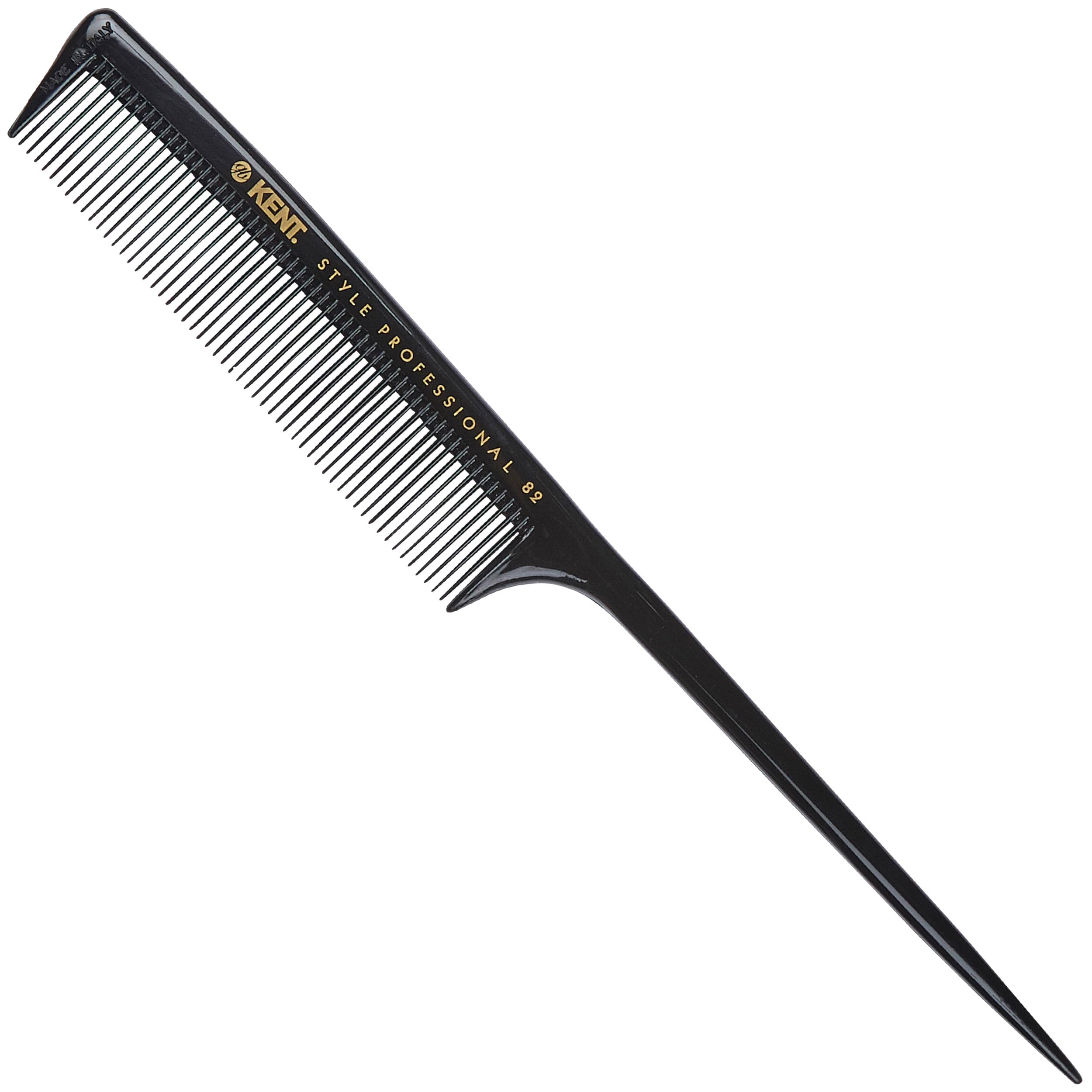 Kent SPC82 Salon-Style Dressing Cutting Comb with Fine Teeth - Tail Comb Professional Barber Haircut Comb for Styling and Teasing for All Hair Types - Kent Quality Barber Supplies