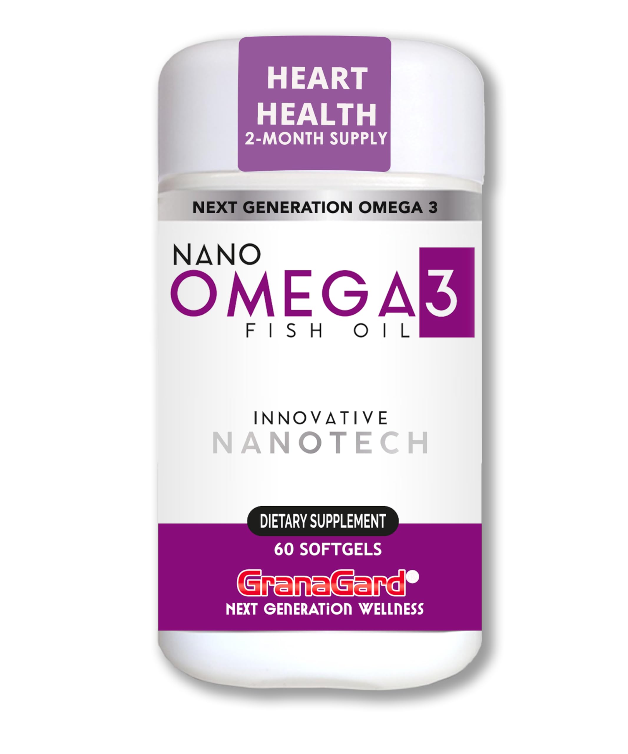 Omega 3, Fish Oil Omega 3 Supplements with Nanotechnology, EPA DHA, Omega-3, Supports Heart Health, Easy Swallow Pills EPA DHA Omega 3 Supplement for Men and Women, 60 softgels 1 Bottle