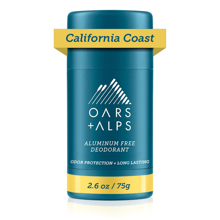 Oars + Alps Aluminum Free Deodorant for Men and Women, Dermatologist Tested and Made with Clean Ingredients, Vegan, Travel Size, California Coast, 1 Pack, 2.6 Oz