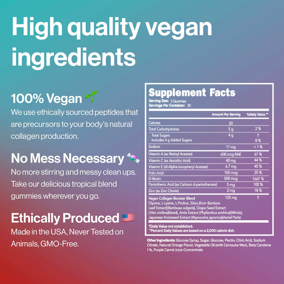 Habit + Habitat Vegan Beauty Support Gummies Collagen Booster with Biotin, Vitamin C, A, E, Folic Acid, and More - 60 Gummies - Plastic-Free Tin - Made with Natural Ingredients