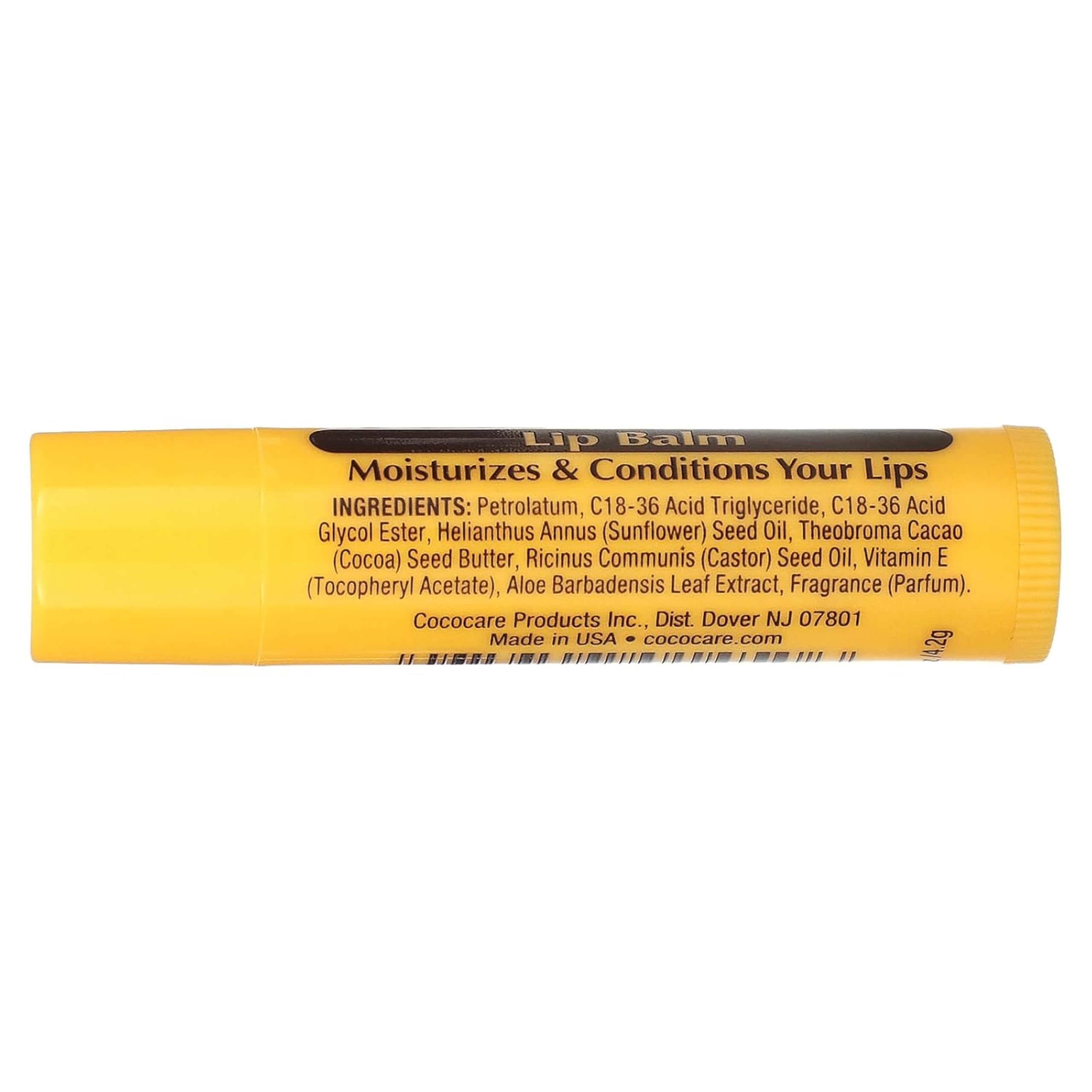 Cococare Cocoa Butter Lip Balm - The Little Yellow Stick Enriched with Natural Cocoa Butter - Conditions & Protects Lips - 0.15oz (Pack of 12)