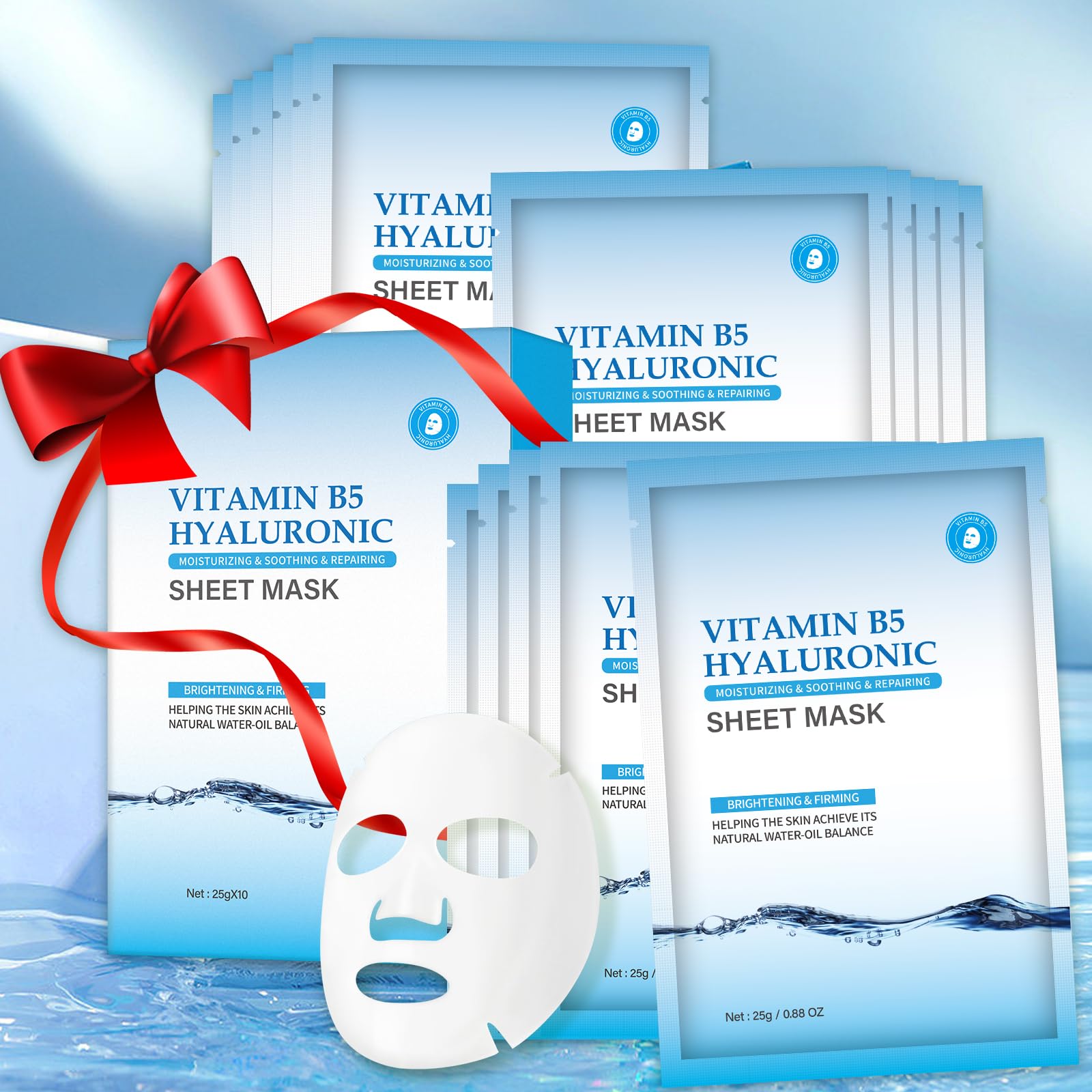 Moisturizing Face Mask Hydrating Face Mask Skin Care Facial Masks Sheets Hyaluronic Acid Sheet Pack With Vitamin B5 Sheet Masks for Women Face Masks Beauty Sheet Masks Hydration Gifts 10 Packs