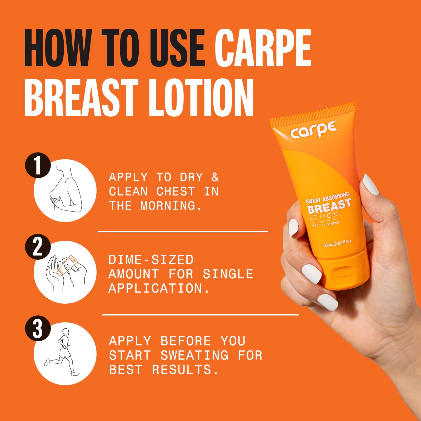 Carpe No-Sweat Breast - Helps Keep Your Breasts and Skin Folds Dry - Sweat Absorbing Lotion - Helps Control Under Breast Sweat - Great For Chafing and Stain Prevention