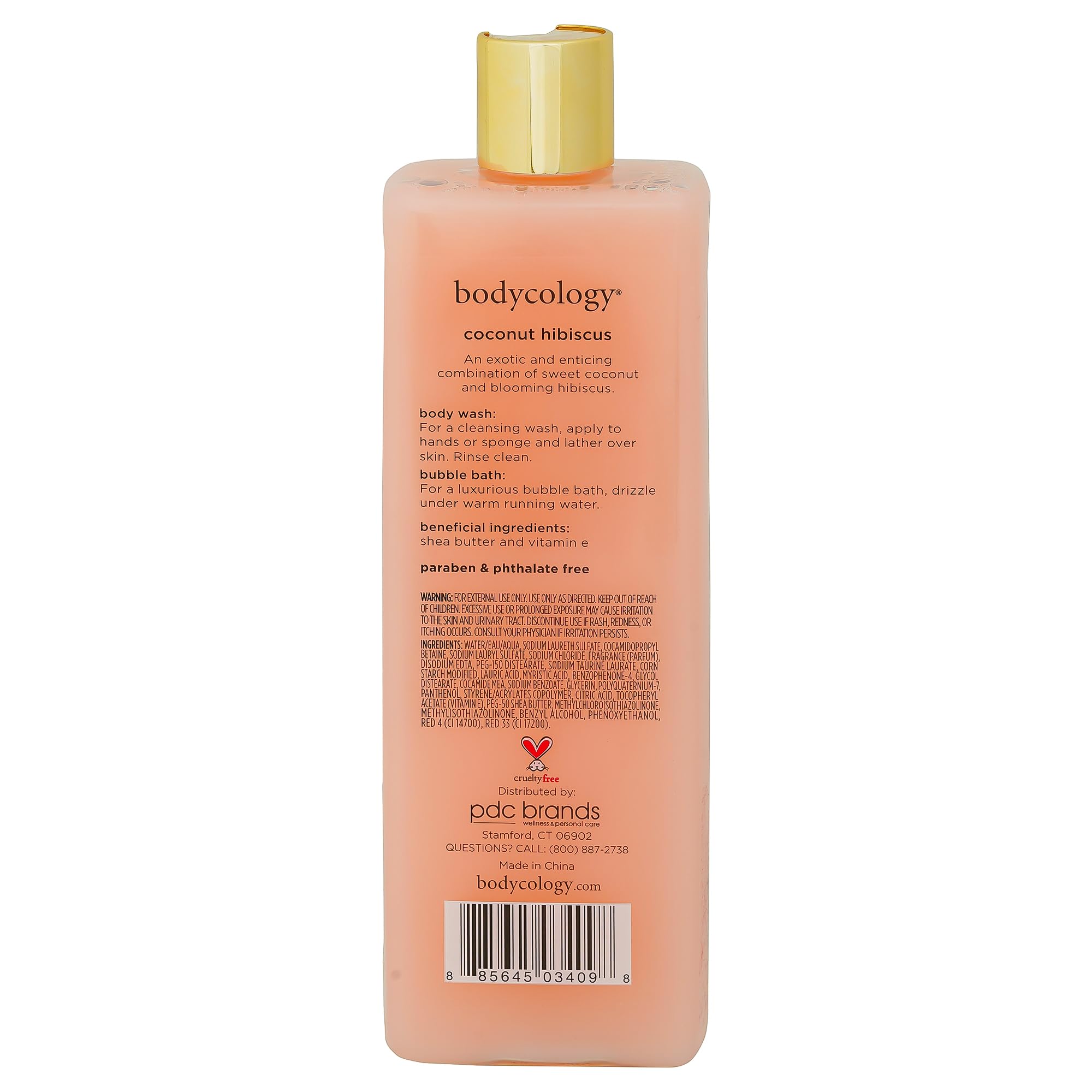 Bodycology Coconut Hibiscus 2 in 1 Body Wash & Bubble Bath | Gentle Cleansing, Nourishes the Skin, Long-Lasting Fragrance | Paraben & Phthalete Free, Cruelty Free - 473 ml (Pack of 1)