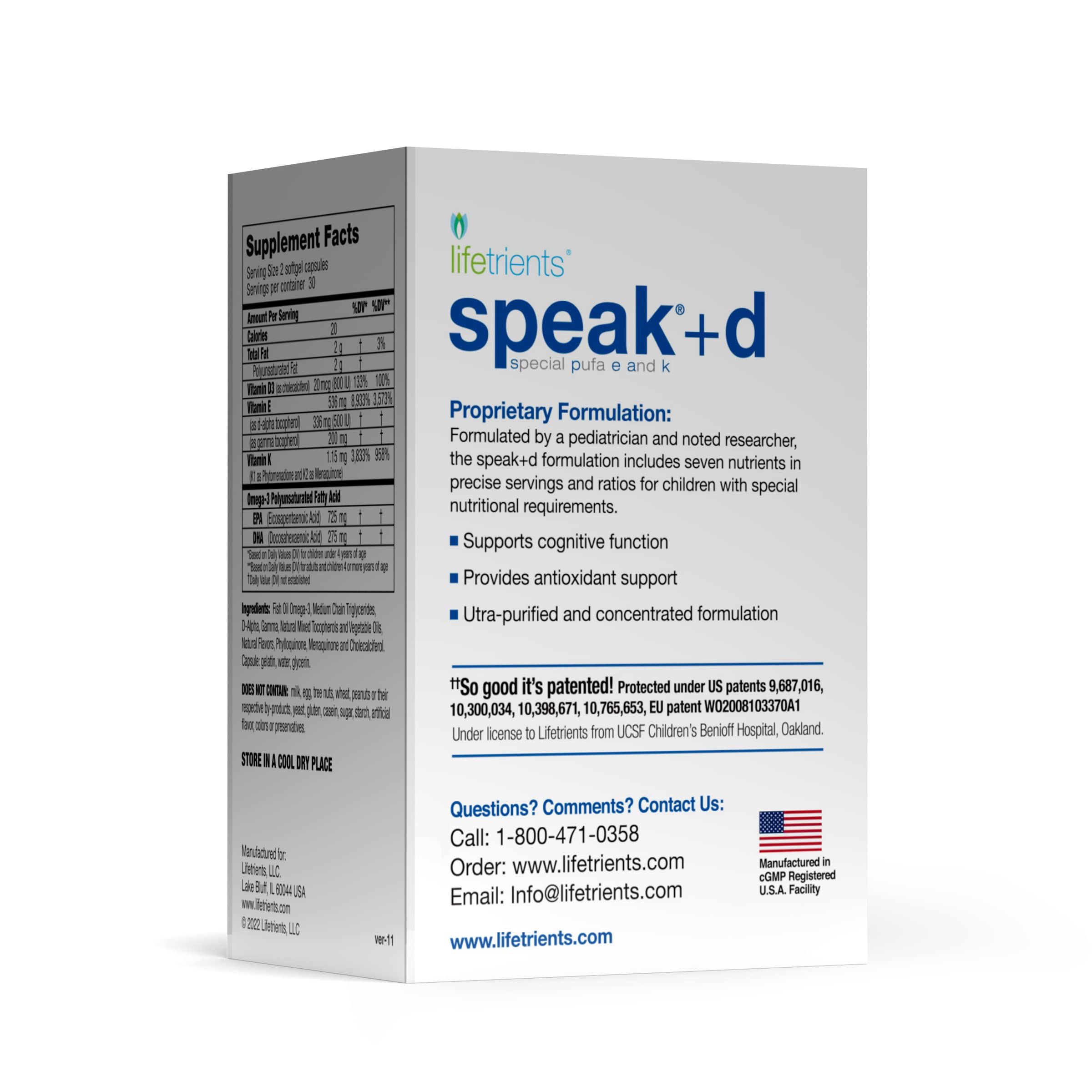 Lifetrients – Speak+d Twist-Off Softgels – Natural Orange – 60 Softgels – Pediatrician Formulated to Support Children with Special Nutritional Requirements – Enhanced with Omega-3, Vitamin E’s & D3