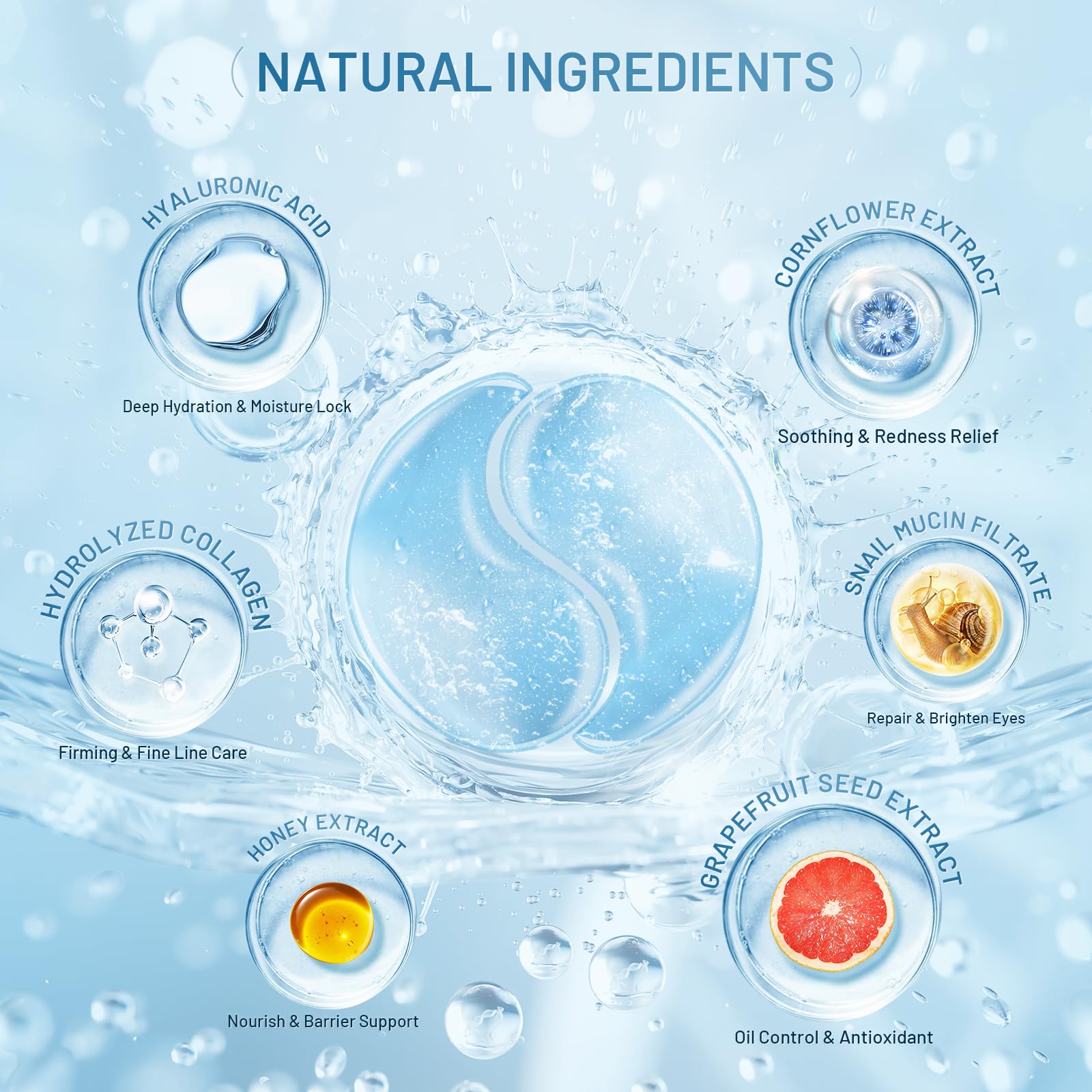 YOYORY Under Eye Masks Patches - Hyaluronic Acid Collagen for Dark Circles,Eye bags, Fine Lines,puffiness Smoothing Skin Care Treatment Hydrating for Women and Men, (60 Pcs) Blue