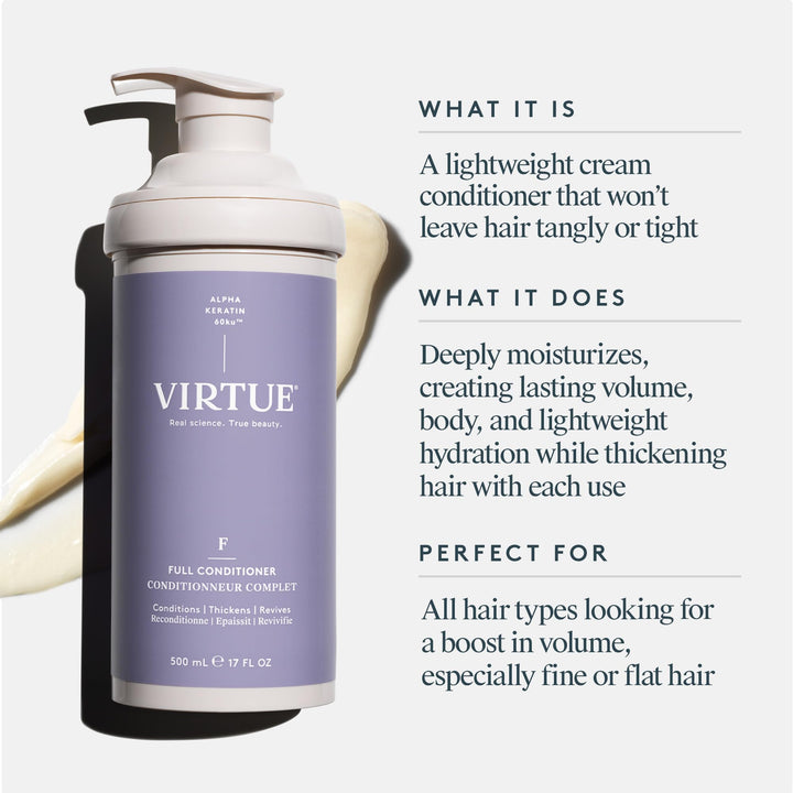 VIRTUE Full Volumizing Conditioner Thickens Hair, Safe for All Hair Types, Sulfate Free, Color Safe