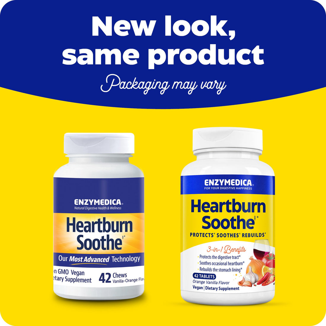Enzymedica, Heartburn Soothe, Fast-Acting Digestive Aid, Vanilla Orange, 42 Chews (21 Servings)