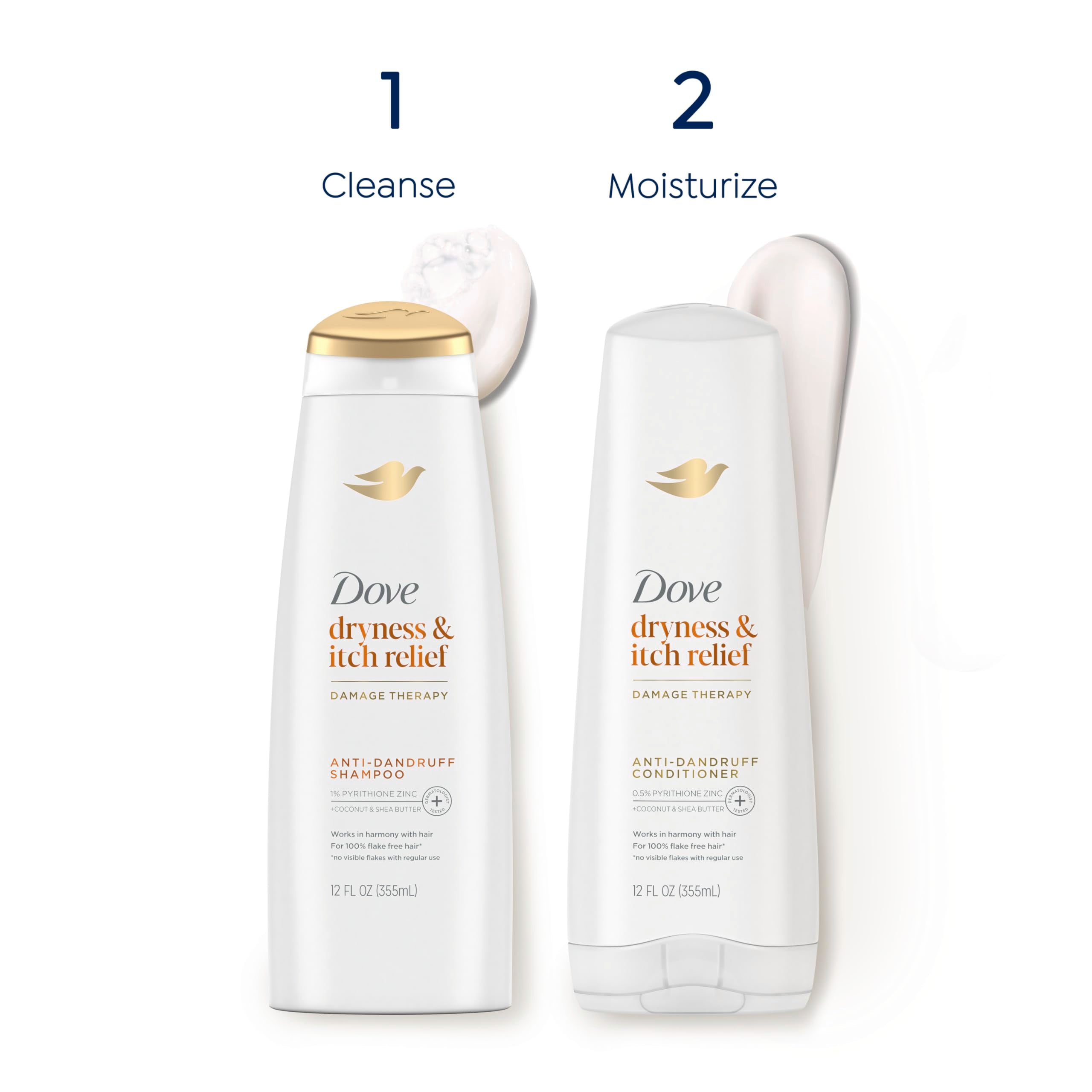 Dove Damage Therapy Derma Conditioner Dryness + Itch for Flaky Scalp with Pyrithione Zinc and Coconut Oil 12 Fl Oz