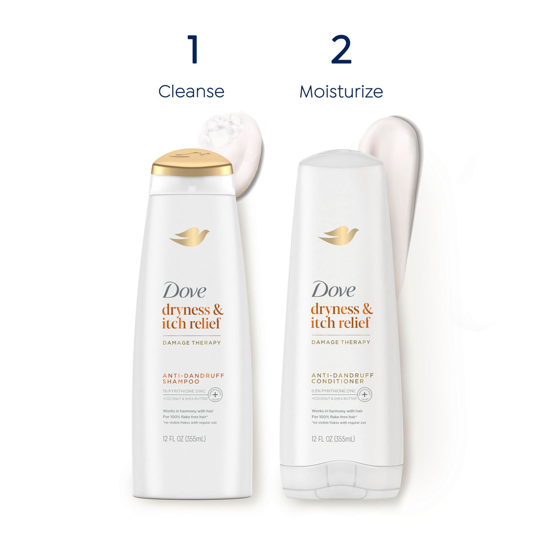 Dove Damage Therapy Derma Conditioner Dryness + Itch for Flaky Scalp with Pyrithione Zinc and Coconut Oil 12 Fl Oz