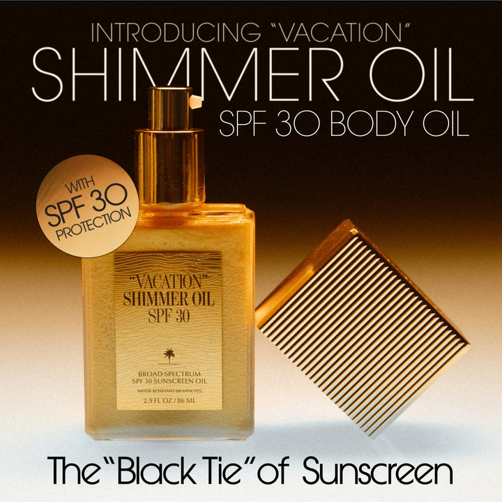 VACATION Shimmer Oil SPF 30 by Vacation, Shimmering Body Sunscreen, Water-Resistant, Enhances All Skin Tones, Dermatologist-Tested, Vegan, Travel Size, 2.9 Fl. Oz.