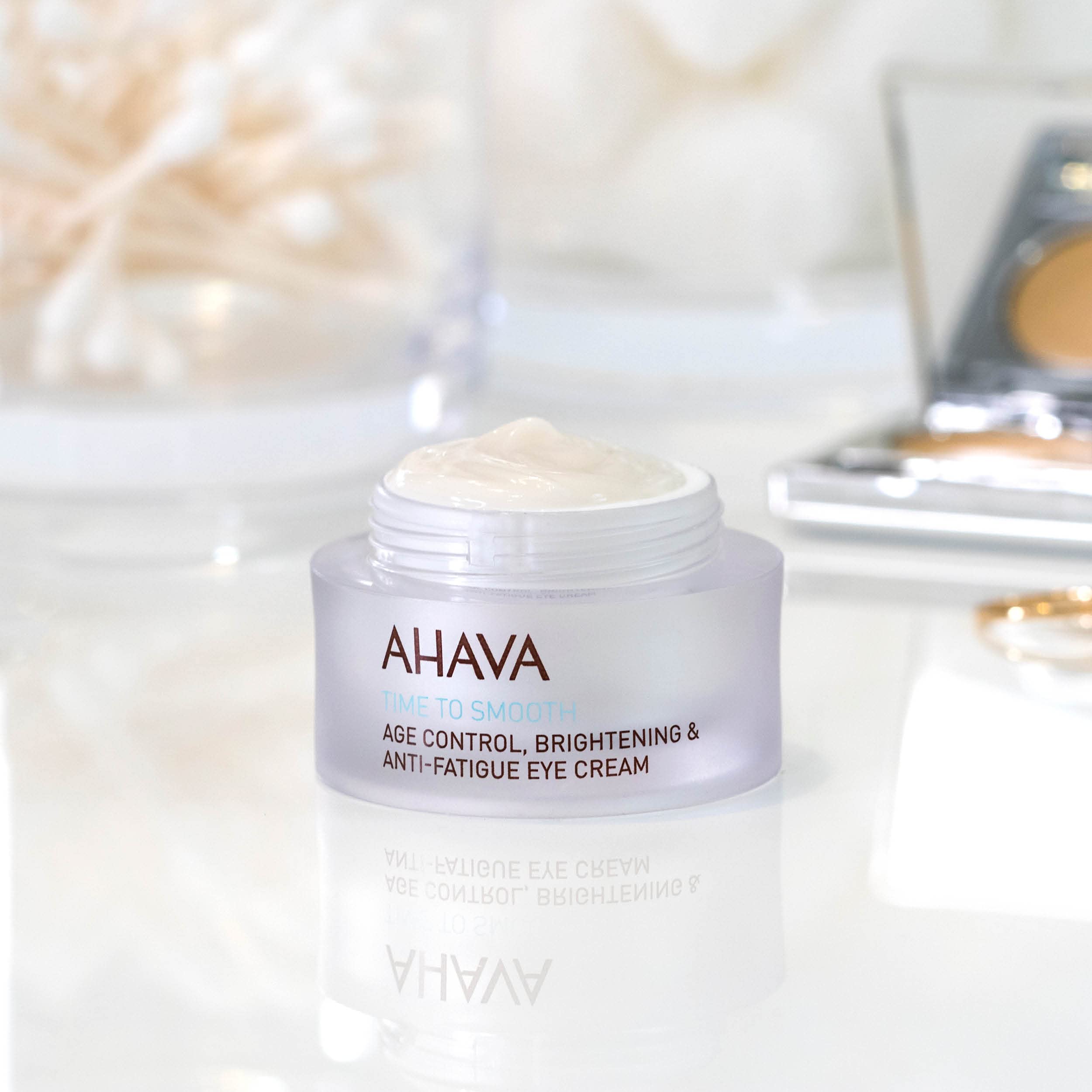 AHAVA Time to Smooth Age Control Brightening & Anti Fatigue Eye Cream - Brightens Dark Circles, Reduce Wrinkles, enriched with Exclusive Osmoter & 3D Complex of anti-aging Dunaliella Algea, 0.5 Fl.Oz