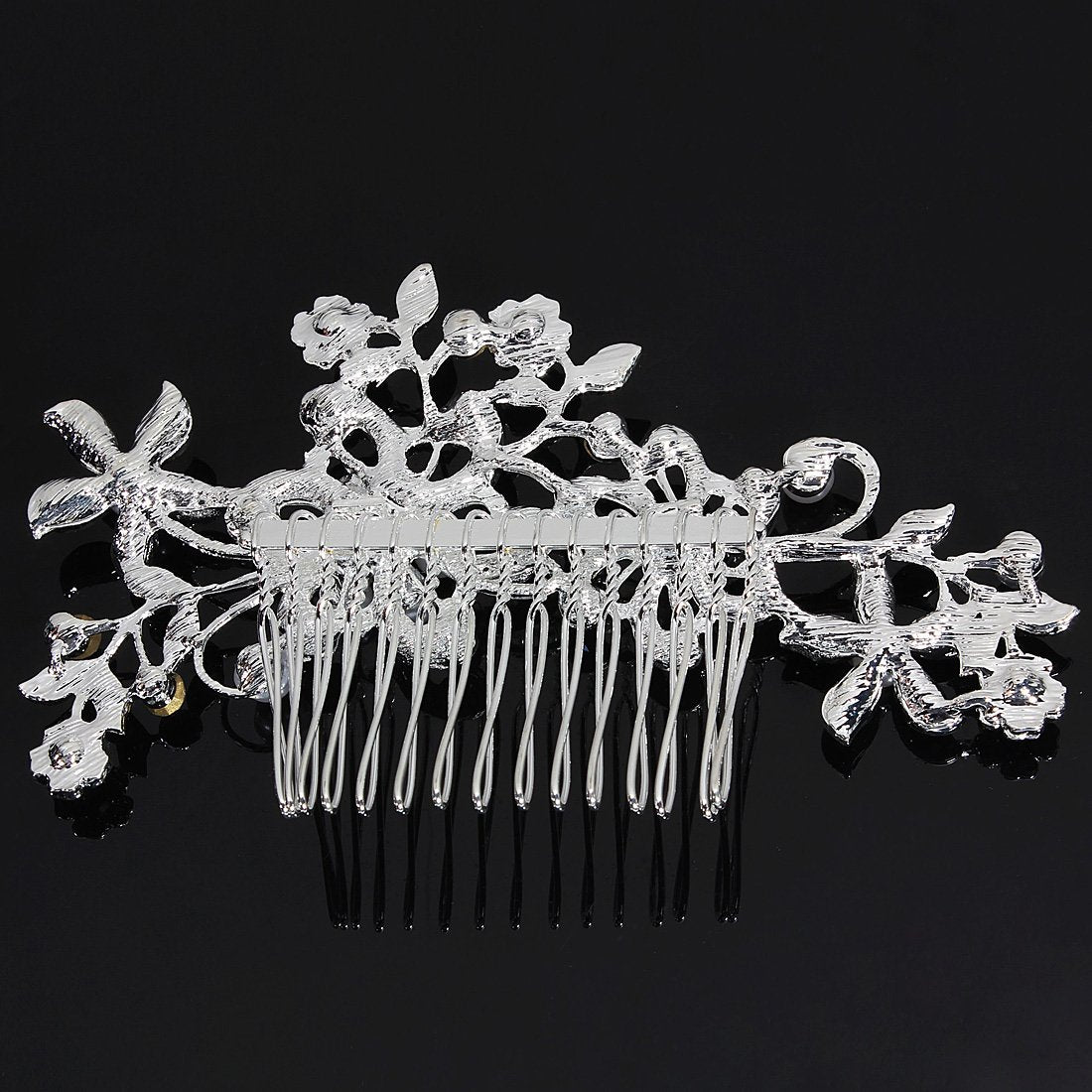 Bridal Wedding Flower Crystal Rhinestones Pearls Women Hair Clip Comb