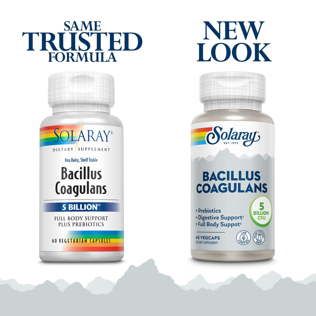 Solaray Bacillus Coagulans Probiotic, Shelf Stable | Full Body Support | 5 Bill. CFUs & Prebiotics, 60 VegCaps, 30 Serv.