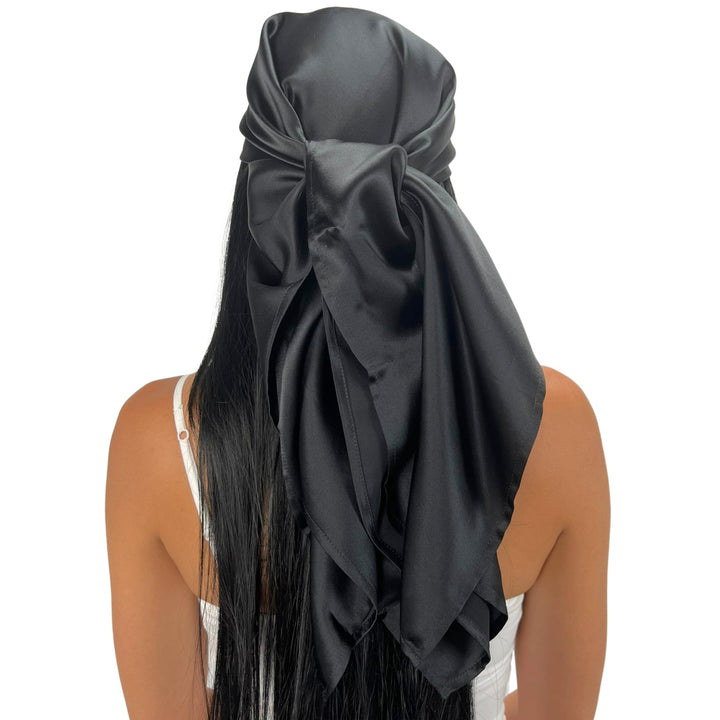 Pure Silk Hair Black Head Scarf, 100% Pure Mulberry Silk, Oeko-Tex Certified, Provides Chemotherapy Comfort And Supports Hair Regrowth
