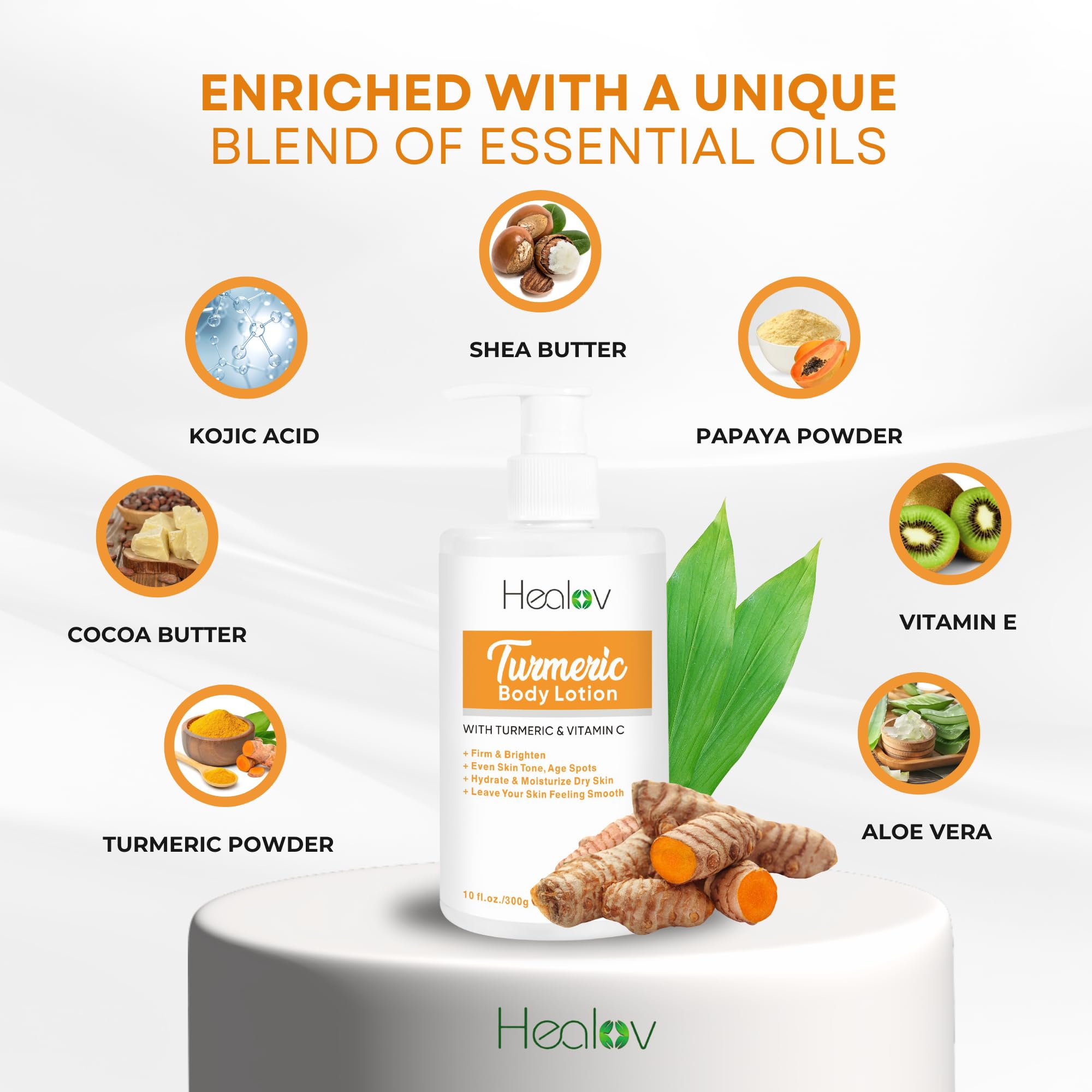 Herblov Turmeric Lotion for Dark Spots – Natural Skin Brightening Cream for Face & Body – Turmeric Face Cream to Cleanse Skin, Fight Acne, Even Tone, Clear Scars, Sun Damage, & Hyperpigmentation