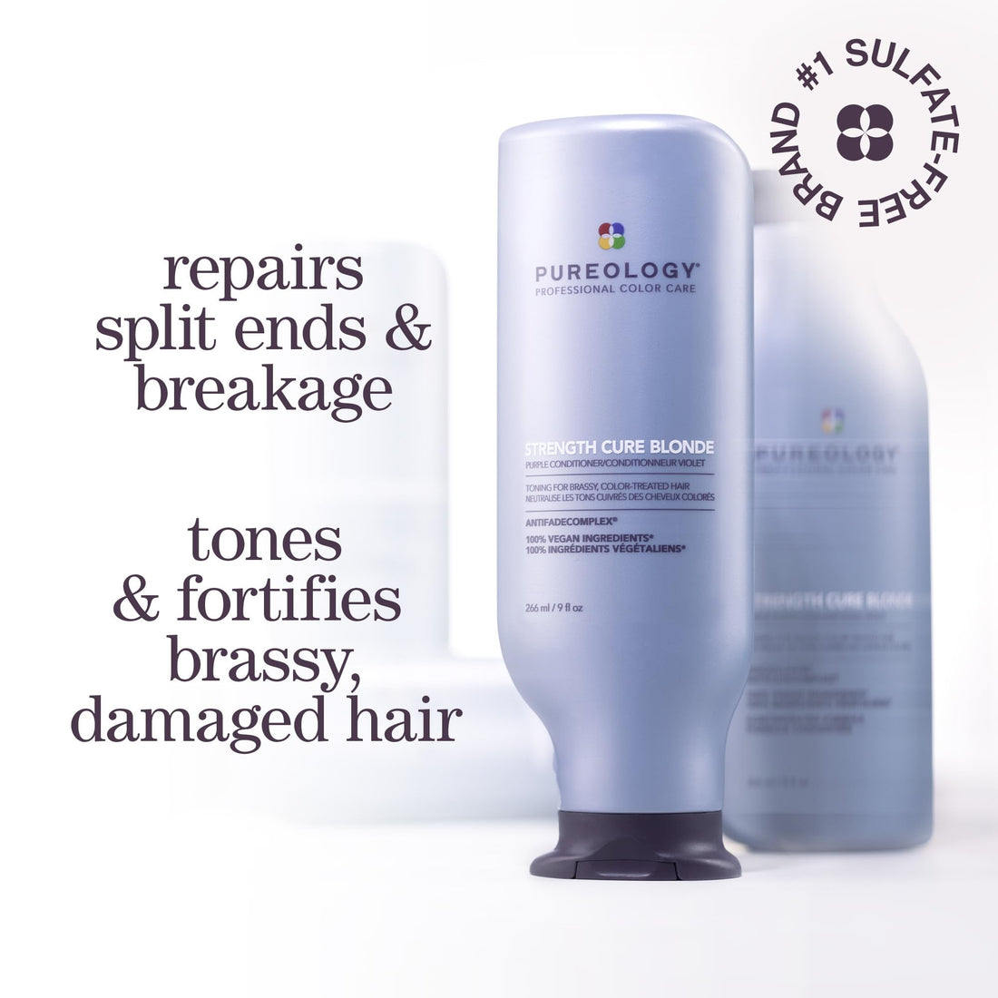 Pureology Strength Cure Blonde Purple Conditioner for Blonde & Lightened Color-Treated Hair, 1.7 Fl Oz
