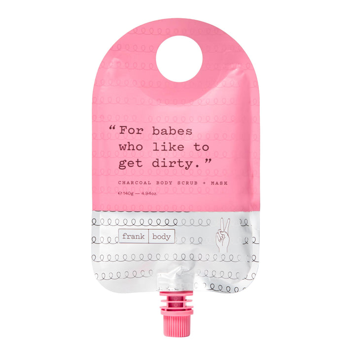 Frank Body Charcoal Scrub & Mask | Natural, Vegan, Cruelty Free Face & Body Treatment Detoxifies, Exfoliates, and Brightens with Charcoal, Tea Tree Oil, and Grapeseed Oil | 4.94 oz / 140 g