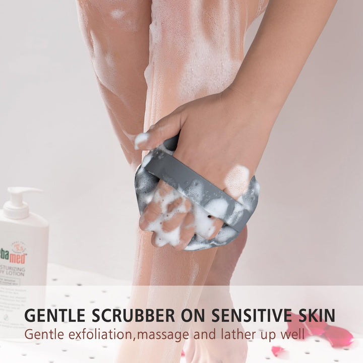 Silicone Body Scrubber,Exfoliating Bath Shower Brush Scrubbers Exfoliator for Sensitive Skin,Effective Showering Exfoliation and Gentle Massage (Silicone Black)