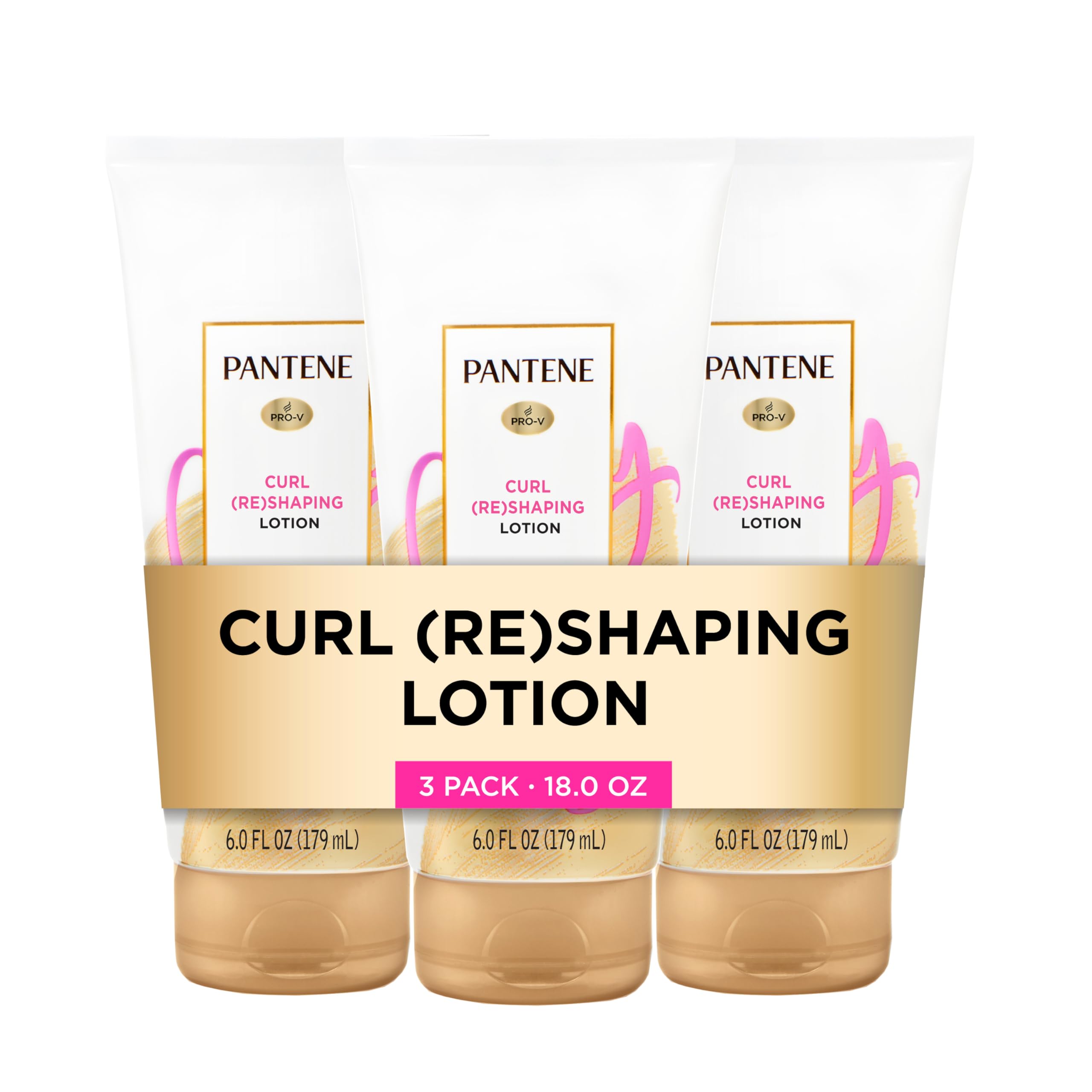 Pantene Pro-V Curl Cream Hair Lotion, Moisturizing Curl Defining Cream, Anti Frizz for Wavy or Curly Hair, with Vitamin B5, Pack of 3, 18 oz Total