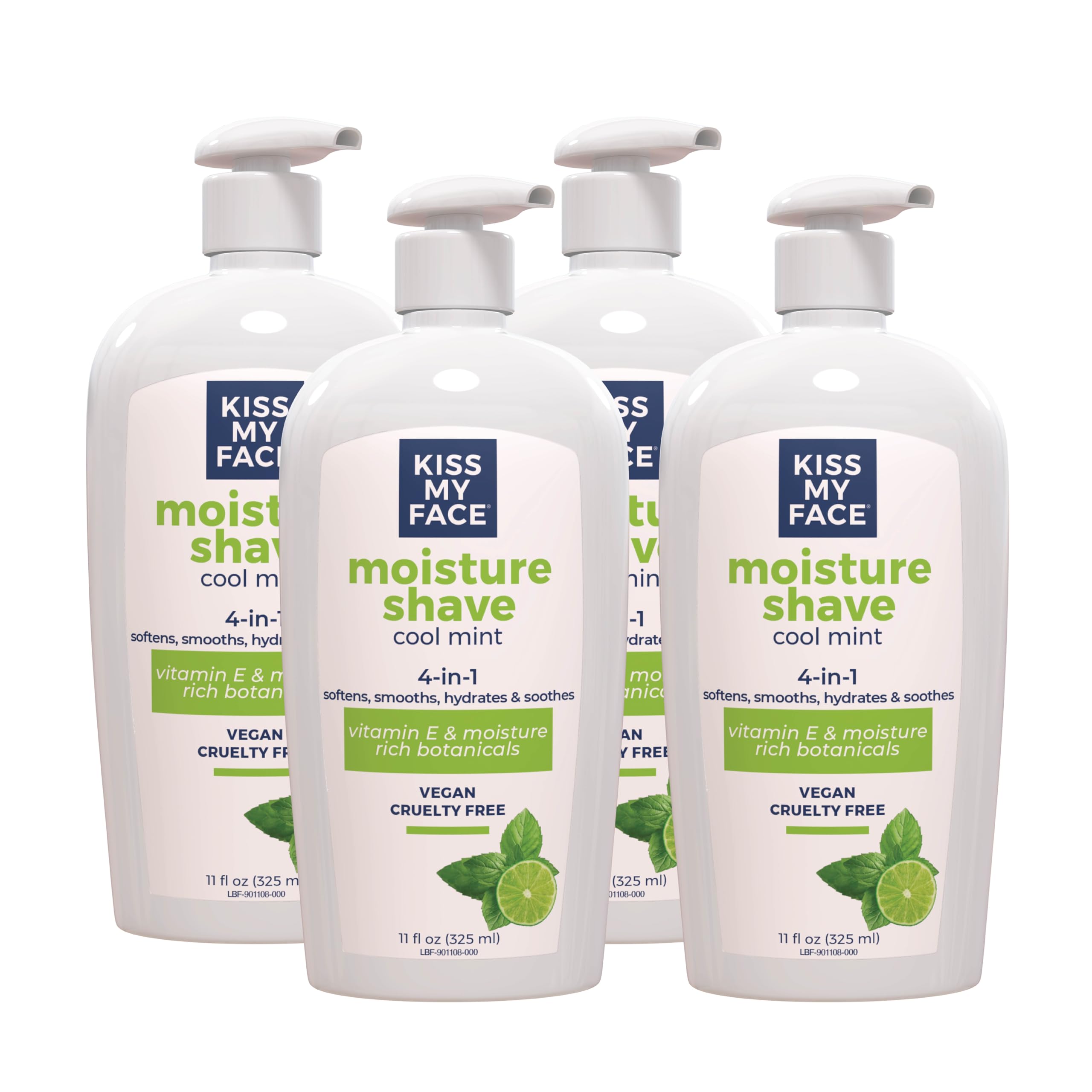 Kiss My Face Moisture Shave Shaving Cream, Cool Mint Shaving Soap, 11 oz (pack of 4)