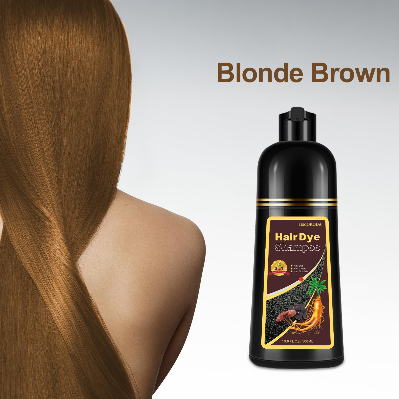 Yocisku Blonde Brown Hair Dye, Hair Dye Shampoo for Women & Men, Color Shampoo Hair Dye, Shampoo Para Pintar El Cabello 16.9 Fl Oz, Safe and Natural Champu Para Canas (Blonde Brown)