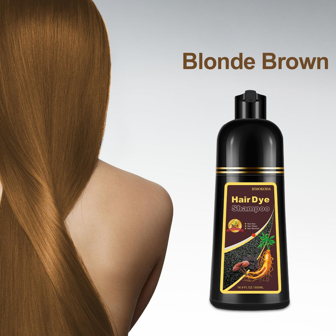 Yocisku Blonde Brown Hair Dye, Hair Dye Shampoo for Women & Men, Color Shampoo Hair Dye, Shampoo Para Pintar El Cabello 16.9 Fl Oz, Safe and Natural Champu Para Canas (Blonde Brown)