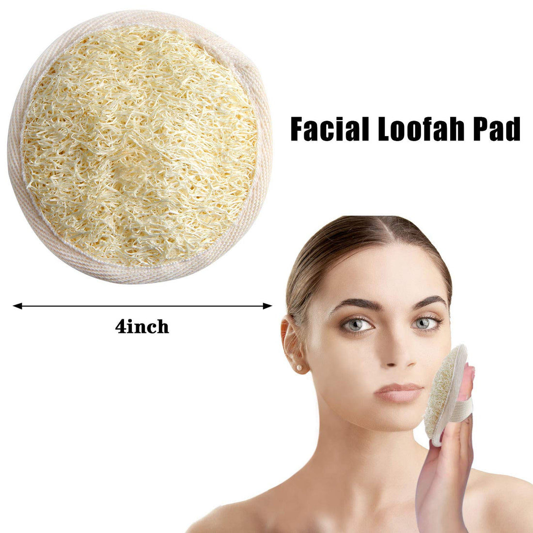 Loofah Body Scrubber - 4 PCS Exfoliating Loofah Back Scrubber Natural Luffa Shower Bath Sponge Exfoliating Washcloth Face Scrubber Pad for Deep Clean & Invigorate Your Skin (Free Suction Hooks)