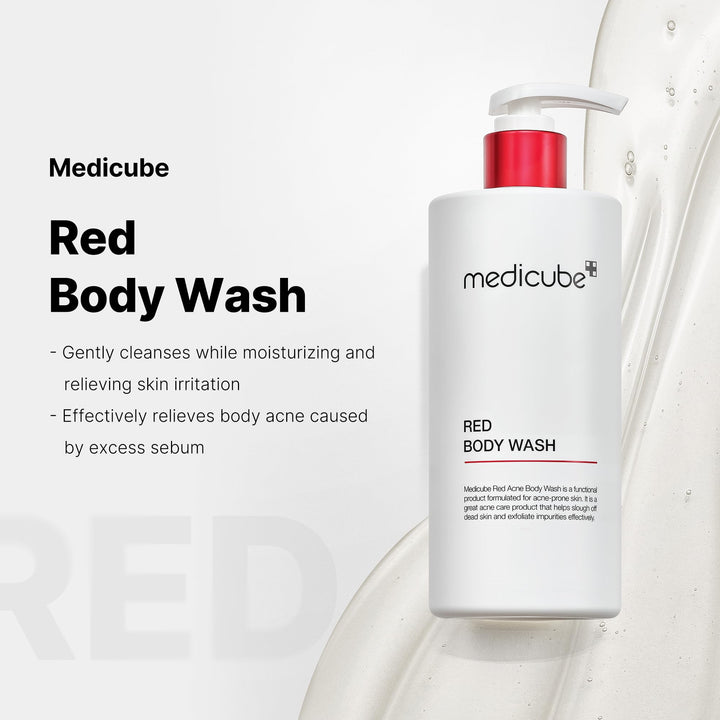 medicube Red Acne Body Wash 14.10 Fl.oz I Low pH and Hydrating Cleanser with Salicylic Acid, Lactic Acid, Niacinamide and Hyaluronic Acid Suitable for Bacne Treatment | Korean Skin Care