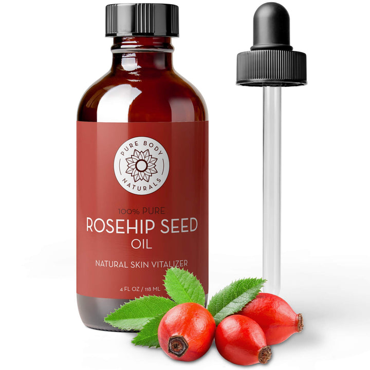 Pure Body Naturals Rosehip Oil Facial Oil for Face, Nails, Hair and Skin, Rosehip Seed Oil, 4 Fl. Ounce