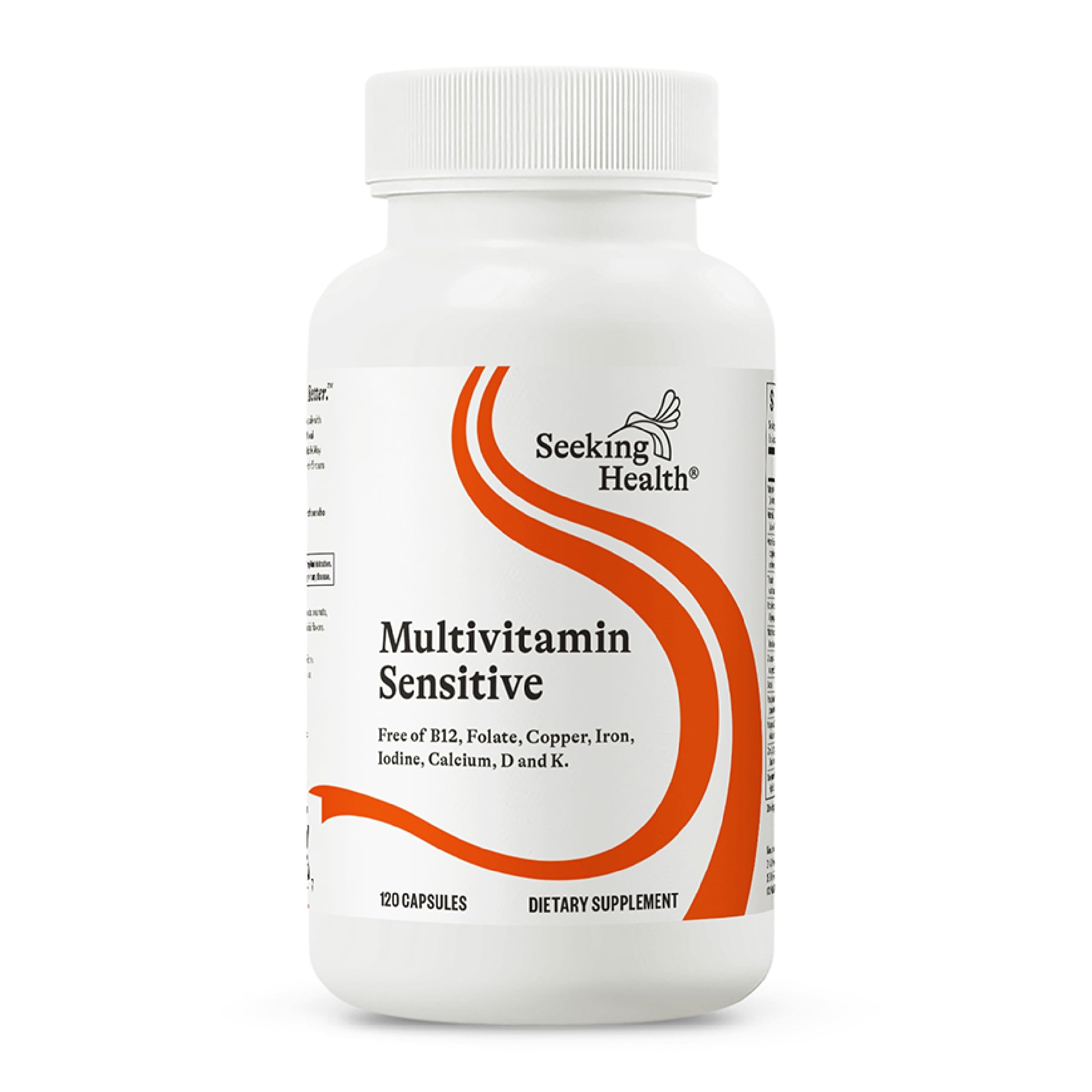 Seeking Health Multivitamin Sensitive, Daily Vitamin Without Folate, B12, Copper, Iron, Iodine, Vitamins D and K, and Calcium, Antioxidant Support, Vegetarian and Vegan (120 Capsules)*