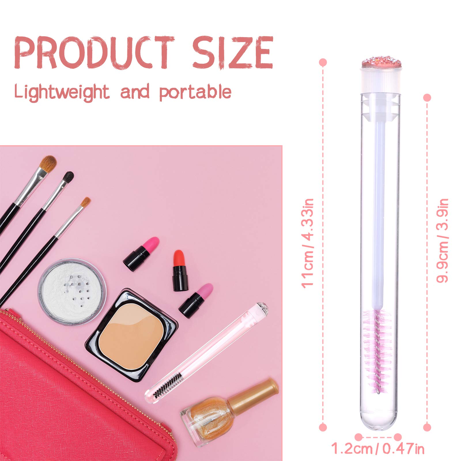 Dming 20pcs Eyelash brush Lash Wand Makeup tool Eyelash Extension supplies Cleaning brush Diamond Mascara scale l pink